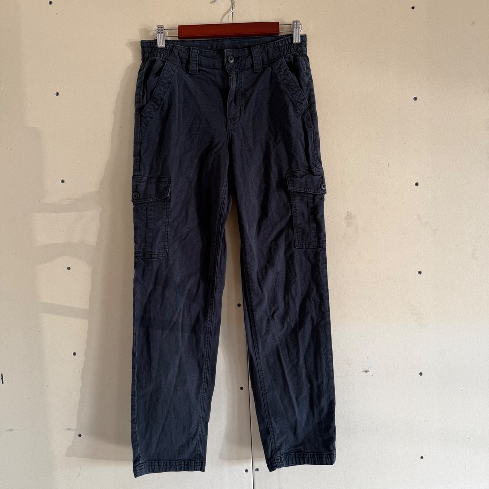 American Eagle Real Good Stretch Cargo Pants Women 6 Black Straight Leg Utility